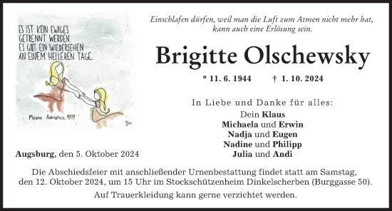Traueranzeige von Brigitte Olschewsky von Augsburger Allgemeine