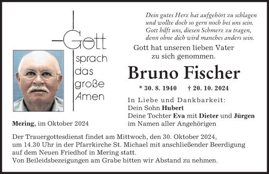 Traueranzeige von Bruno Fischer von Friedberger Allgemeine