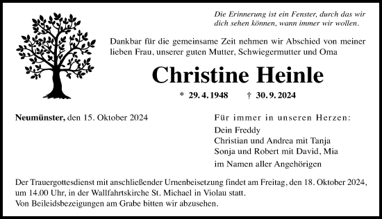 Traueranzeige von Christine Heinle von Augsburg-Land