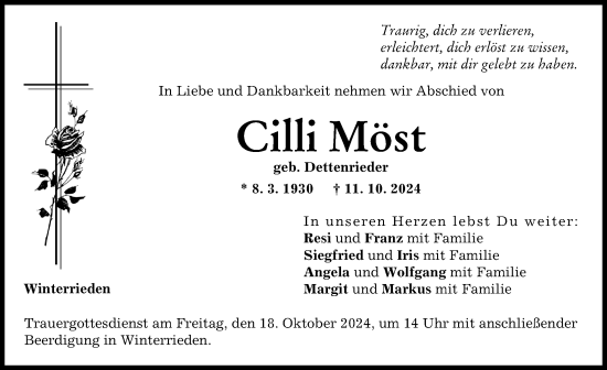 Traueranzeige von Cilli Möst von Illertisser Zeitung
