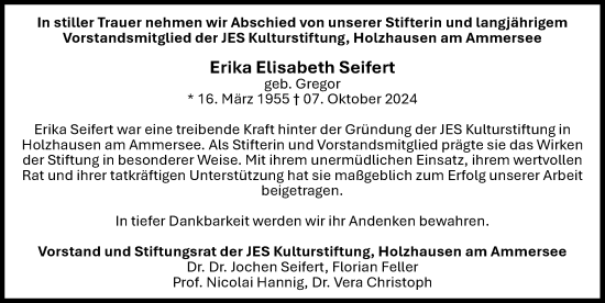 Traueranzeige von Erika Seifert von Ammersee Kurier, Landsberger Tagblatt