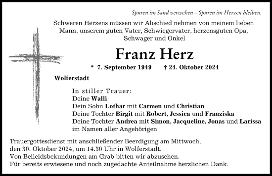 Traueranzeige von Franz Herz von Donauwörther Zeitung