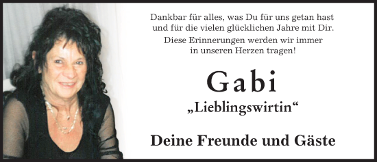 Traueranzeige von Gabi  von Mindelheimer Zeitung