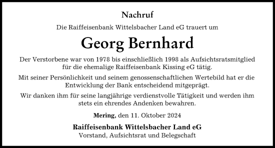 Traueranzeige von Georg Bernhard von Friedberger Allgemeine