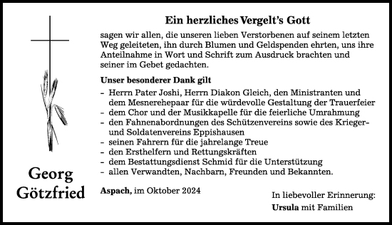 Traueranzeige von Georg Götzfried von Mindelheimer Zeitung
