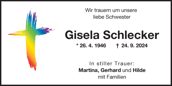 Traueranzeige von Gisela Schlecker von Illertisser Zeitung