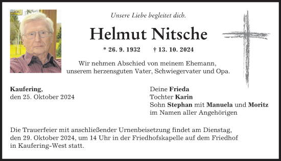 Traueranzeige von Helmut Nitsche von Landsberger Tagblatt