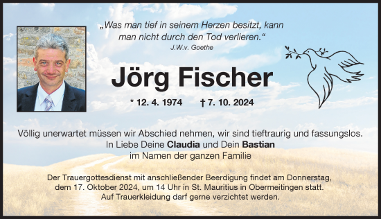 Traueranzeige von Jörg Fischer von Landsberger Tagblatt