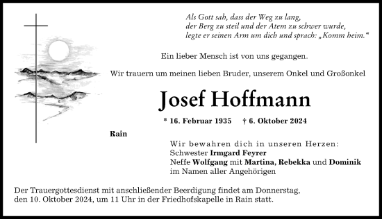 Traueranzeige von Josef Hoffmann von Donauwörther Zeitung