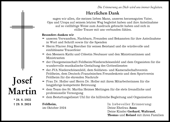 Traueranzeige von Josef Martin von Donauwörther Zeitung