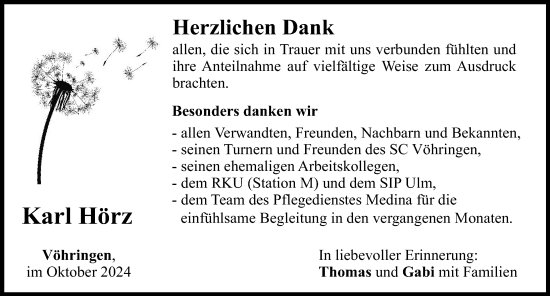 Traueranzeige von Karl Hörz von Illertisser Zeitung