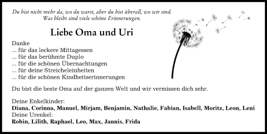 Traueranzeige von Liebe Oma  von Illertisser Zeitung