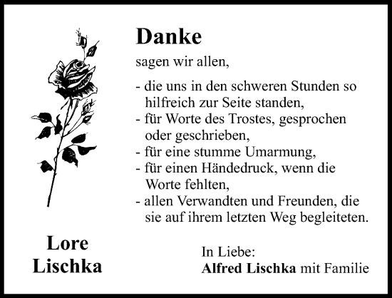 Traueranzeige von Lore Lischka von Illertisser Zeitung