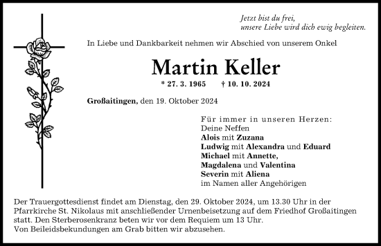 Traueranzeige von Martin Keller von Schwabmünchner Allgemeine