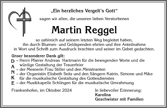 Traueranzeige von Martin Reggel von Mindelheimer Zeitung