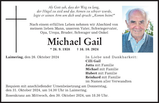 Traueranzeige von Michael Gail von Friedberger Allgemeine