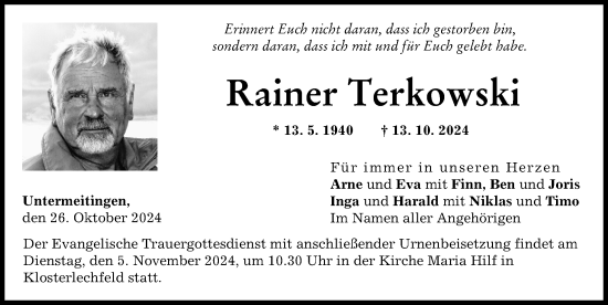 Traueranzeige von Rainer Terkowski von Landsberger Tagblatt, Schwabmünchner Allgemeine