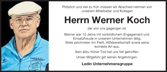 Traueranzeige von Werner Koch von Neuburger Rundschau