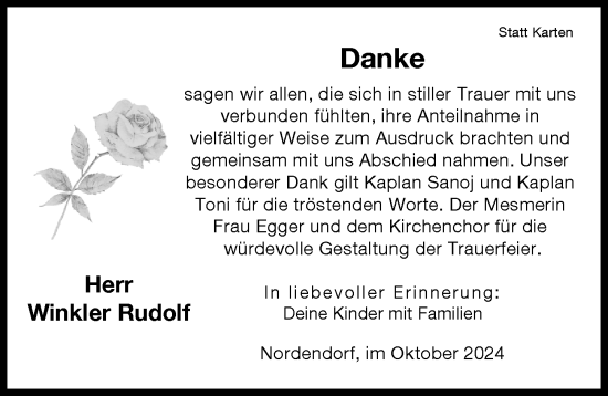 Traueranzeige von Winkler Rudolf von Augsburg-Land