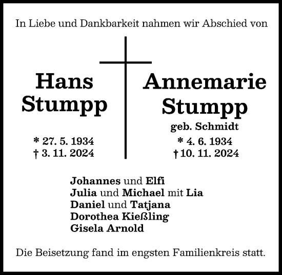 Traueranzeige von Annemarie Stumpp von Neu-Ulmer Zeitung