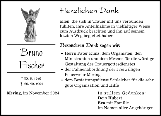 Traueranzeige von Bruno Fischer von Friedberger Allgemeine