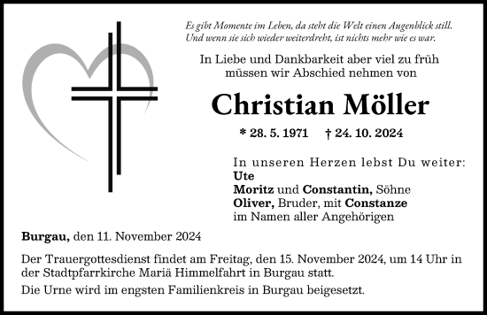 Traueranzeige von Christian Möller von Günzburger Zeitung