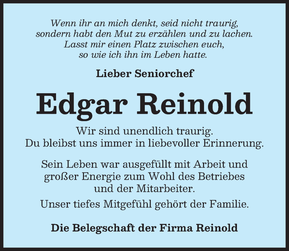  Traueranzeige für Edgar Reinold vom 13.11.2024 aus Neuburger Rundschau