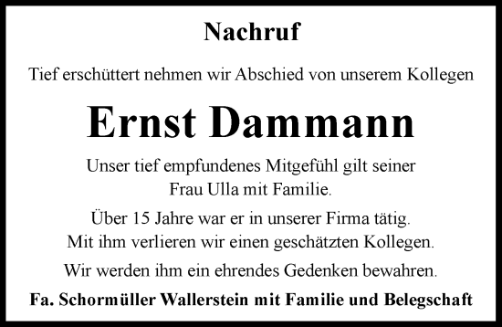Traueranzeige von Ernst Dammann von Rieser Nachrichten