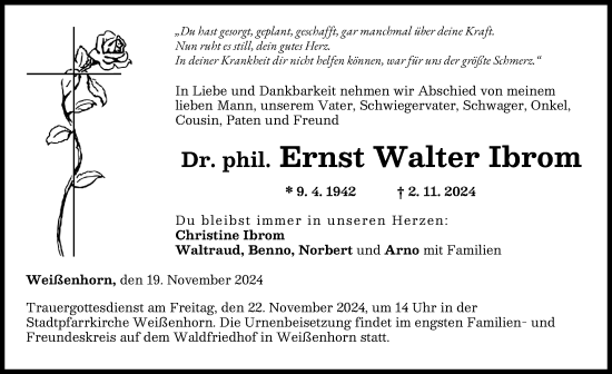 Traueranzeige von Ernst  Ibrom von Neu-Ulmer Zeitung