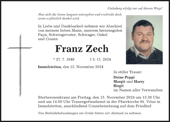 Traueranzeige von Franz Zech von Mindelheimer Zeitung