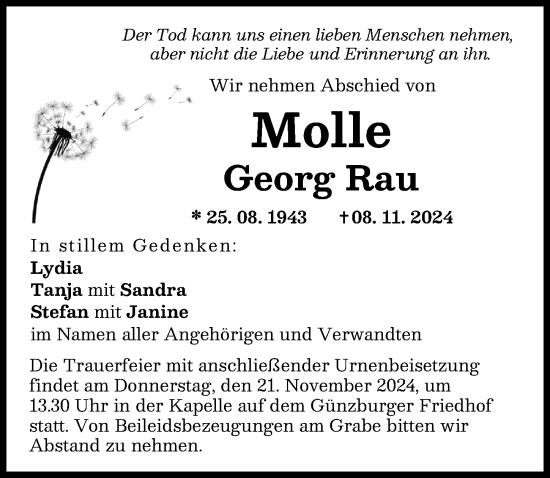 Traueranzeige von Georg Rau von Günzburger Zeitung
