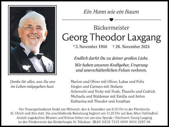 Traueranzeige von Georg Theodor Laxgang von Augsburger Allgemeine