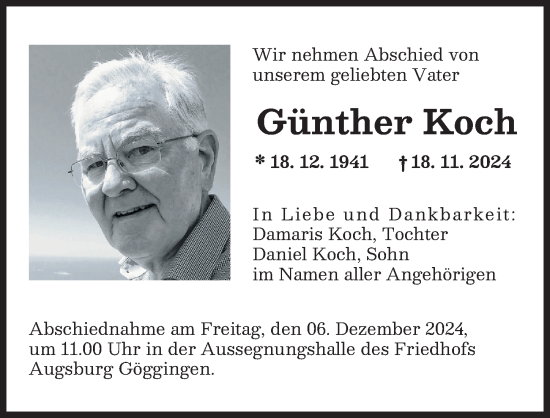 Traueranzeige von Günther Koch von Augsburger Allgemeine