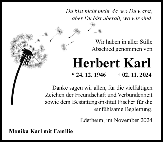 Traueranzeige von Herbert Karl von Rieser Nachrichten