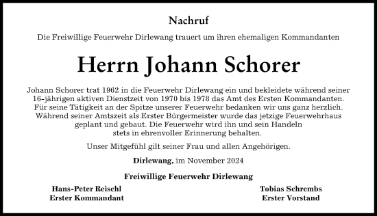 Traueranzeige von Johann Schorer von Mindelheimer Zeitung