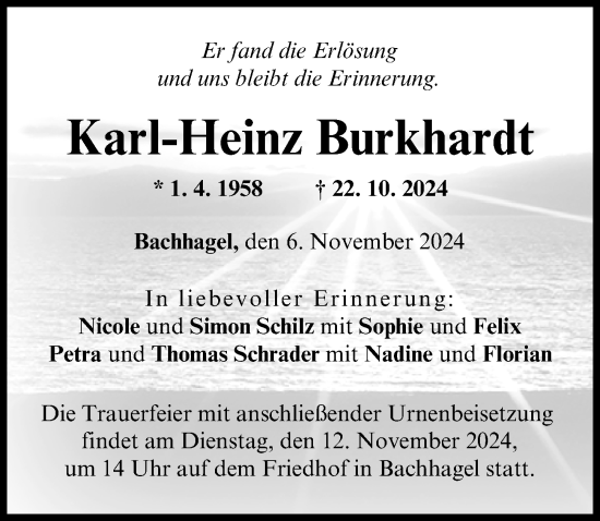 Traueranzeige von Karl-Heinz Burkhardt von Donau Zeitung
