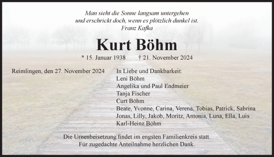 Traueranzeige von Kurt Böhm von Rieser Nachrichten