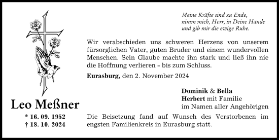 Traueranzeige von Leo Meßner von Friedberger Allgemeine
