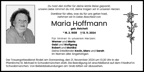 Traueranzeige von Maria Hoffmann von Schwabmünchner Allgemeine