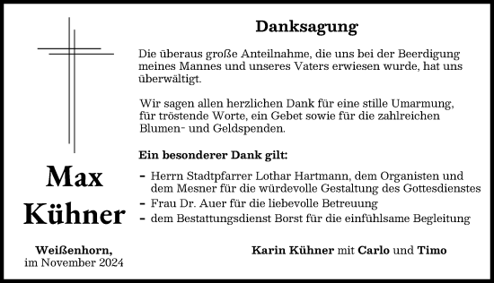 Traueranzeige von Max Kühner von Neu-Ulmer Zeitung