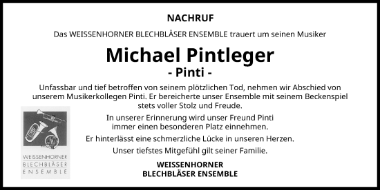 Traueranzeige von Michael Pintleger von Neu-Ulmer Zeitung