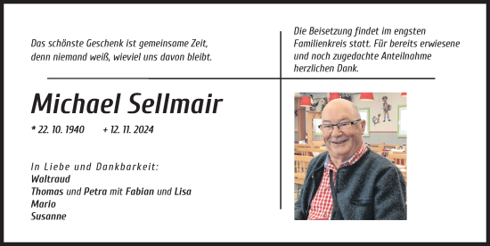 Traueranzeige von Michael Sellmair von Donauwörther Zeitung