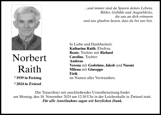 Traueranzeige von Norbert Raith von Günzburger Zeitung