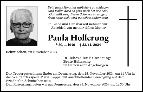 Traueranzeige von Paula Hollerung von Landsberger Tagblatt, Friedberger Allgemeine