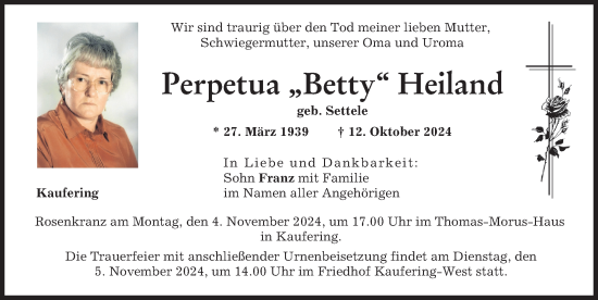 Traueranzeige von Perpetua Heiland von Landsberger Tagblatt