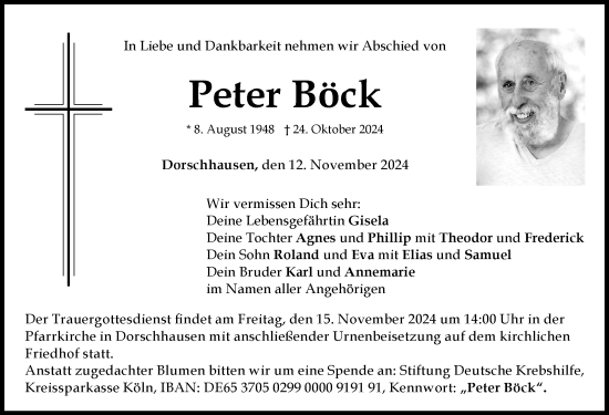 Traueranzeige von Peter Böck von Mindelheimer Zeitung