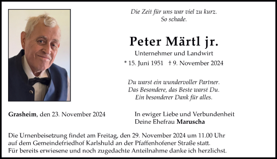 Traueranzeige von Peter Märtl von Neuburger Rundschau