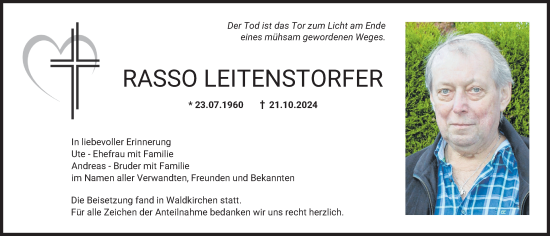 Traueranzeige von Rasso Leitenstorfer von Landsberger Tagblatt