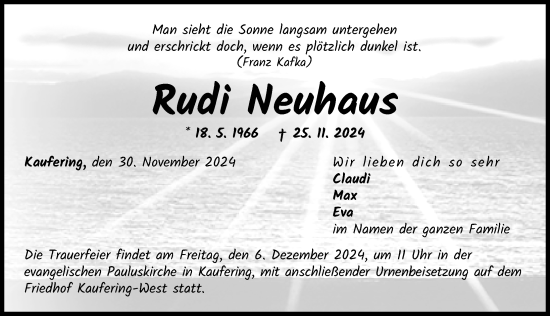 Traueranzeige von Rudi Neuhaus von Landsberger Tagblatt