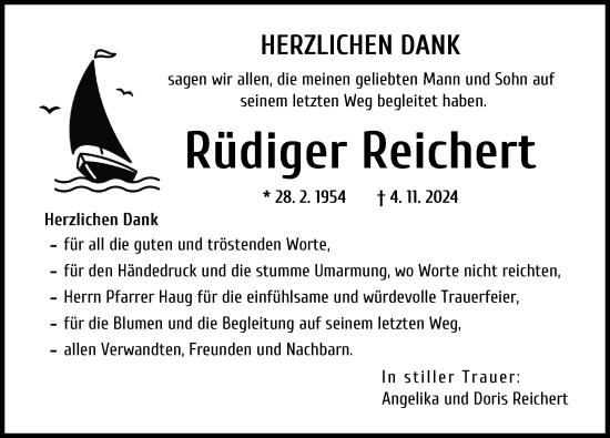 Traueranzeige von Rüdiger Reichert von Augsburger Allgemeine